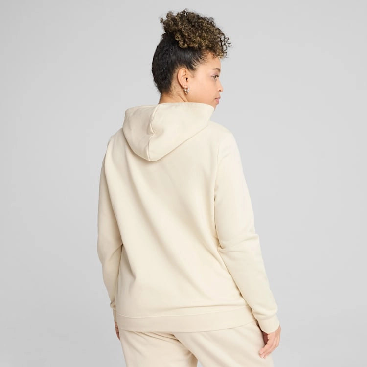 PUMA WOMENS ESSENTIAL LOGO FLEECE HOOD BEIGE