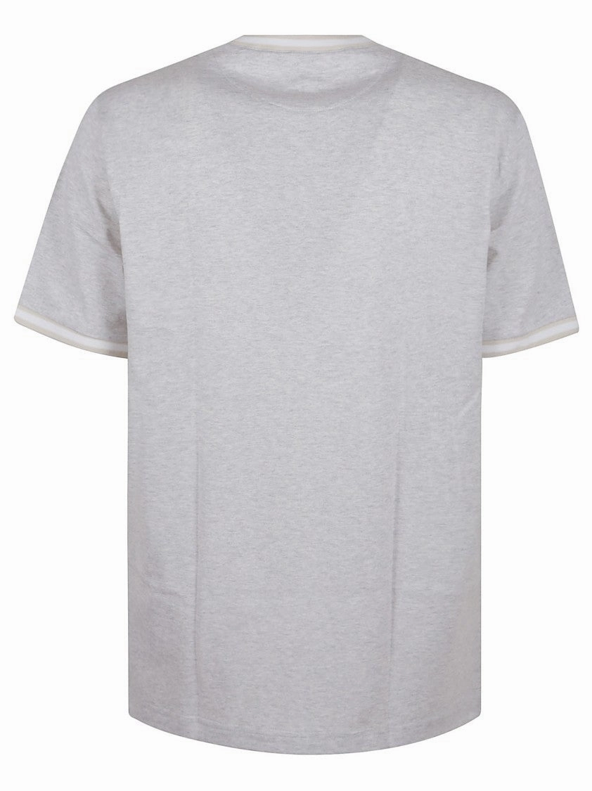 Relaxed-Fit Grey T-Shirt With Cream And Beige Trim