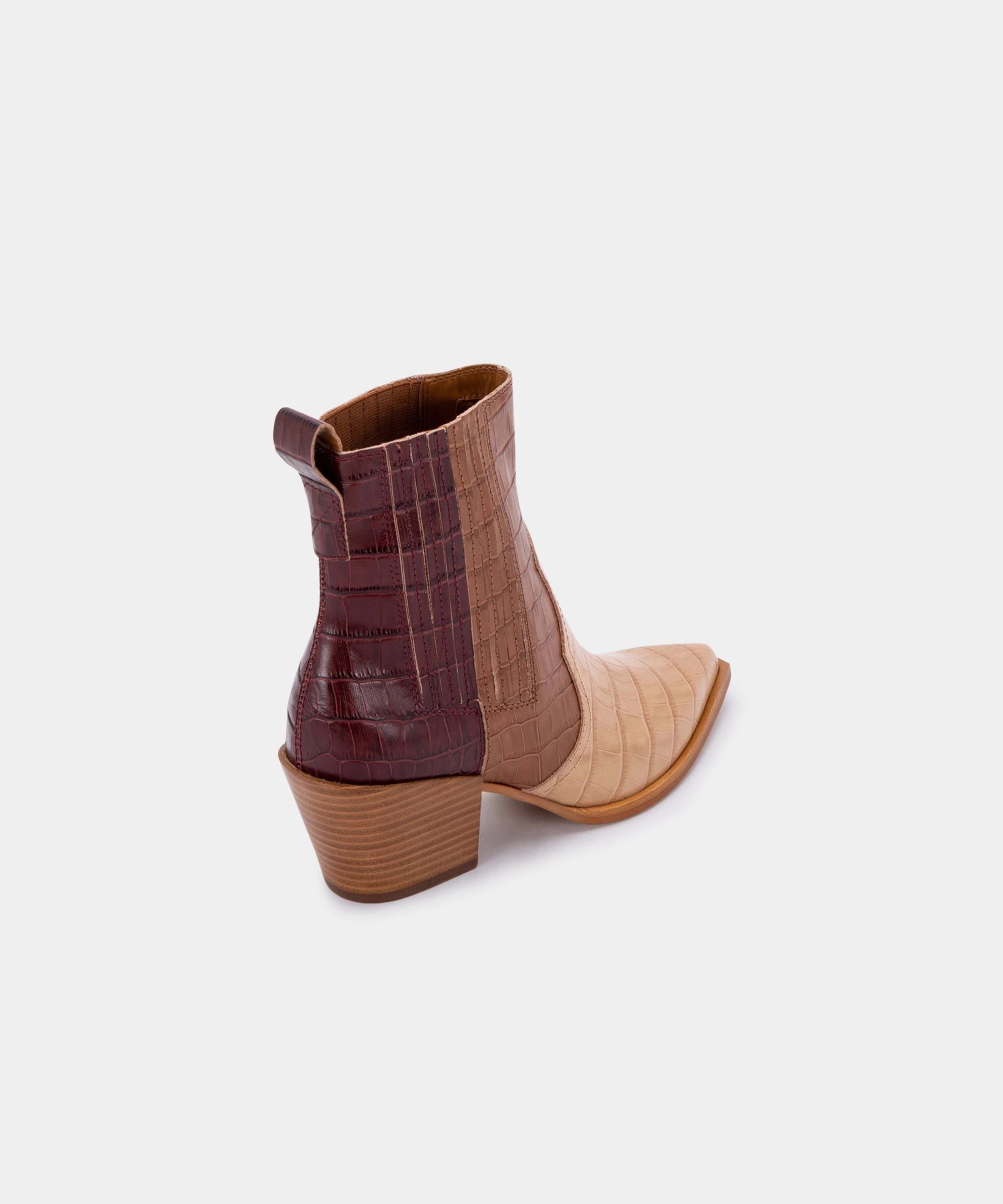 SERNA BOOTIES BROWN MULTI CROCO PRINT LEATHER - re:vita