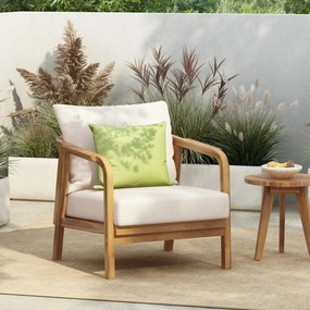Streamdale 28" Outdoor Lounge Chair - Woven Back, Wood Frame, Cushions