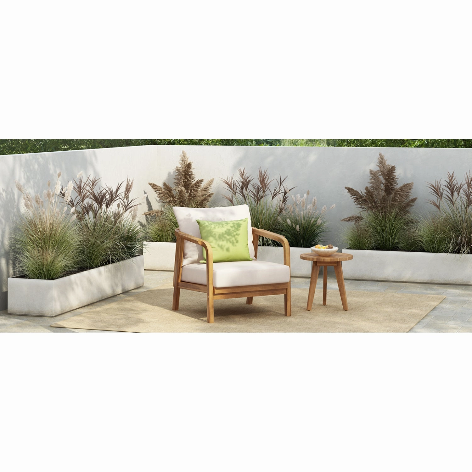 Streamdale 28" Outdoor Lounge Chair - Woven Back, Wood Frame, Cushions