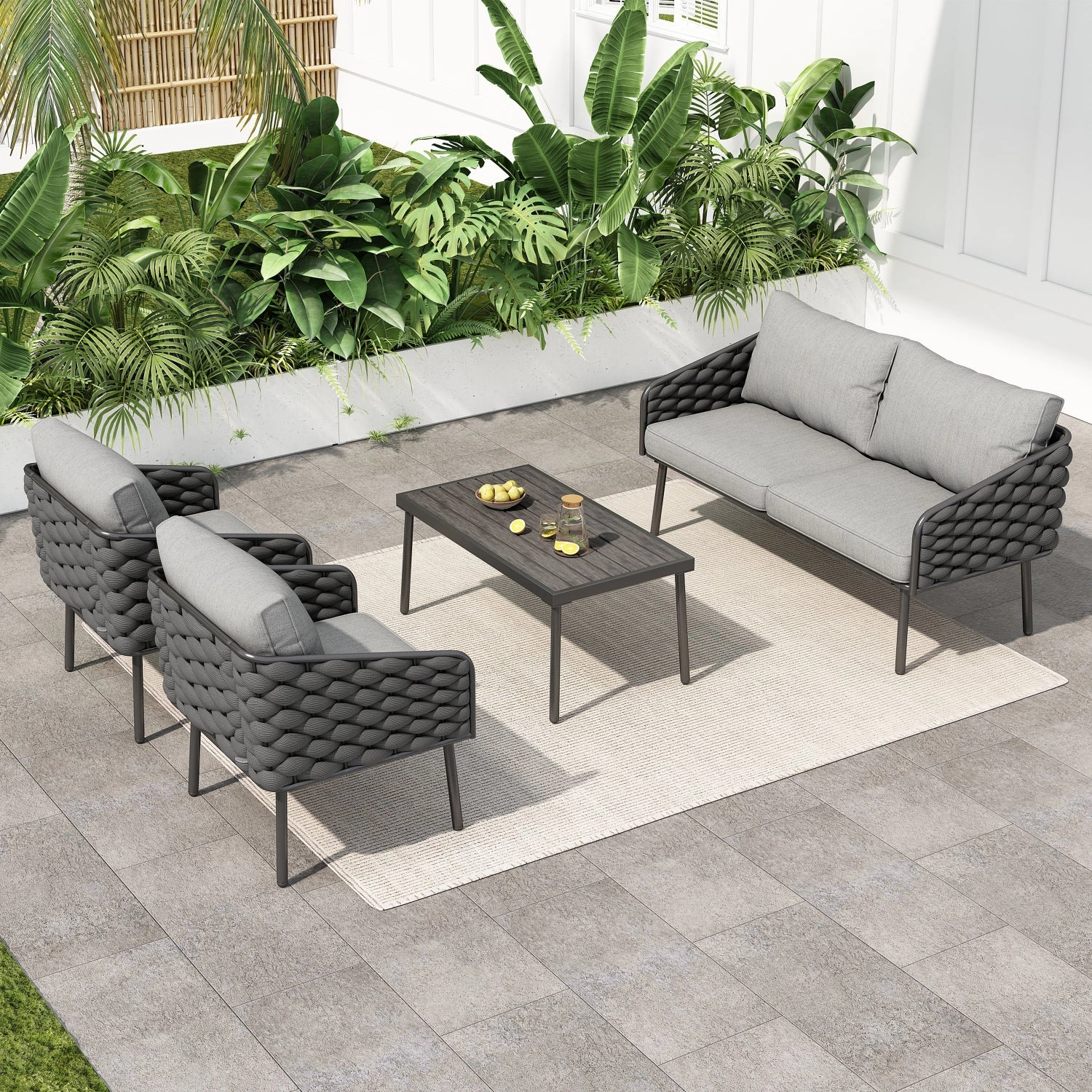 Streamdale 4-Piece Outdoor Patio Furniture Set with Cushions