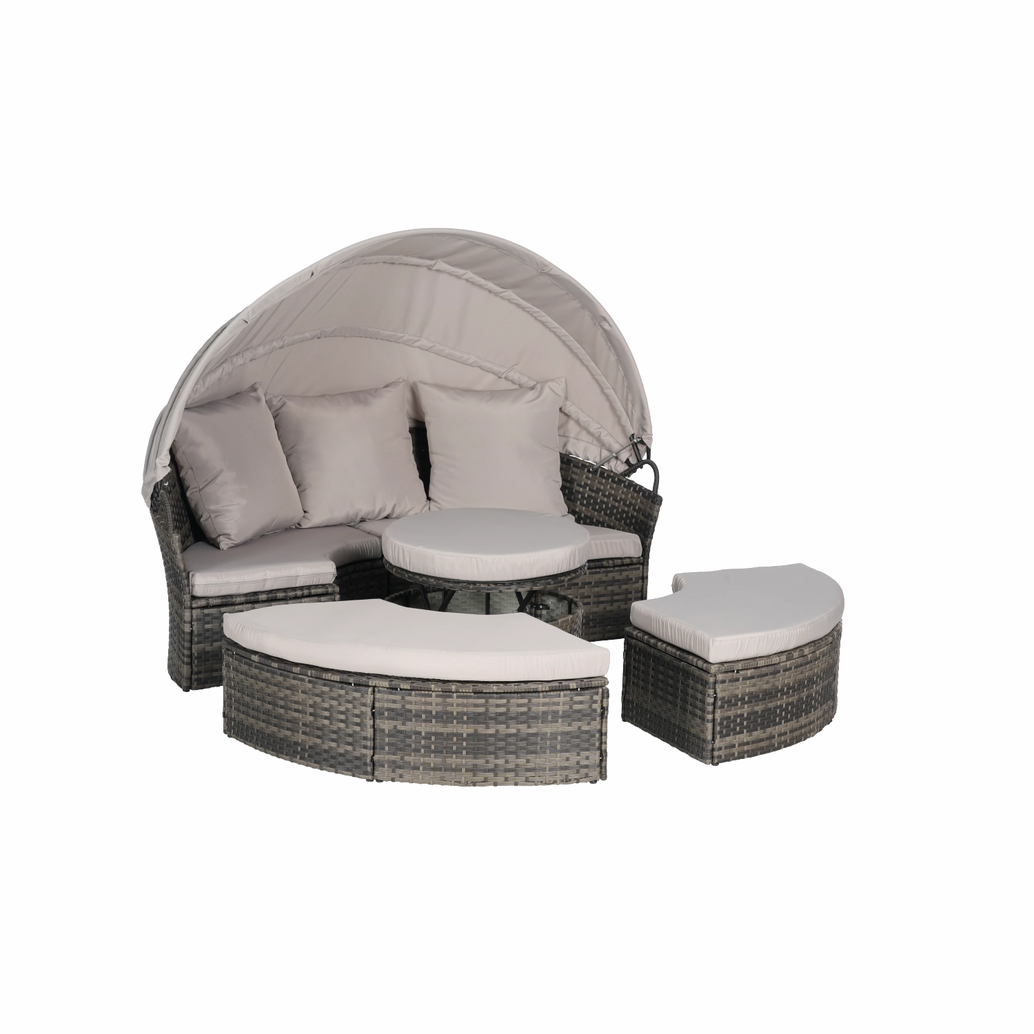 Streamdale 5pc Outdoor Patio Daybed Set Retractable Canopy & Cushions