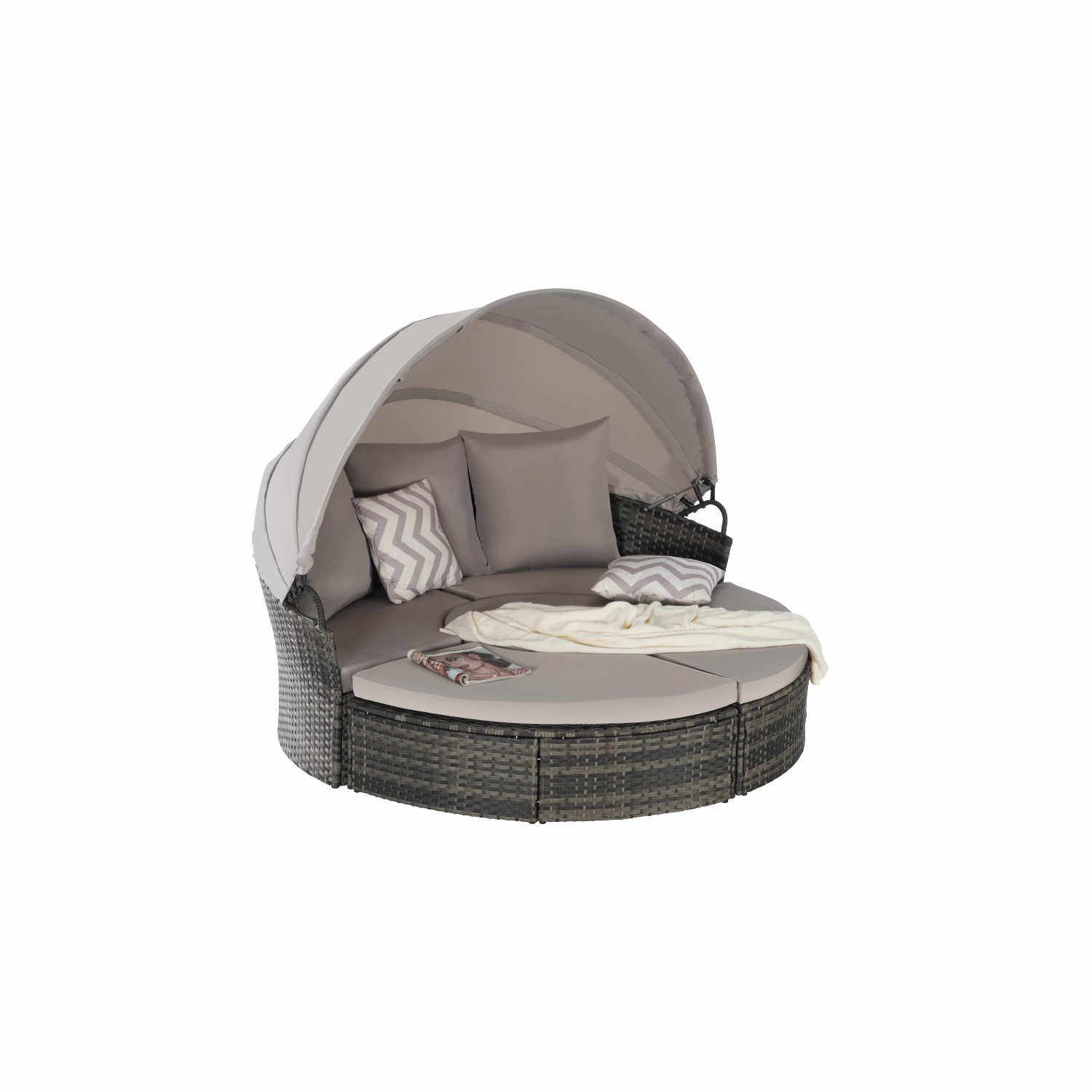 Streamdale 5pc Outdoor Patio Daybed Set Retractable Canopy & Cushions