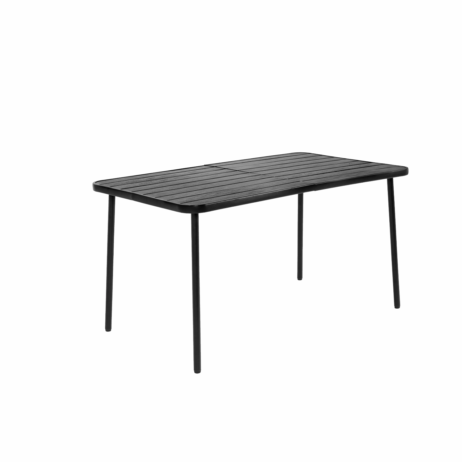 Streamdale 7pc Patio Dining Set, Plastic Chairs & Steel Table, Black