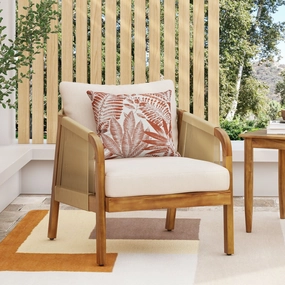 Streamdale Acacia & Wicker Outdoor Club Chair, Soft Cushion, Brown & Beige