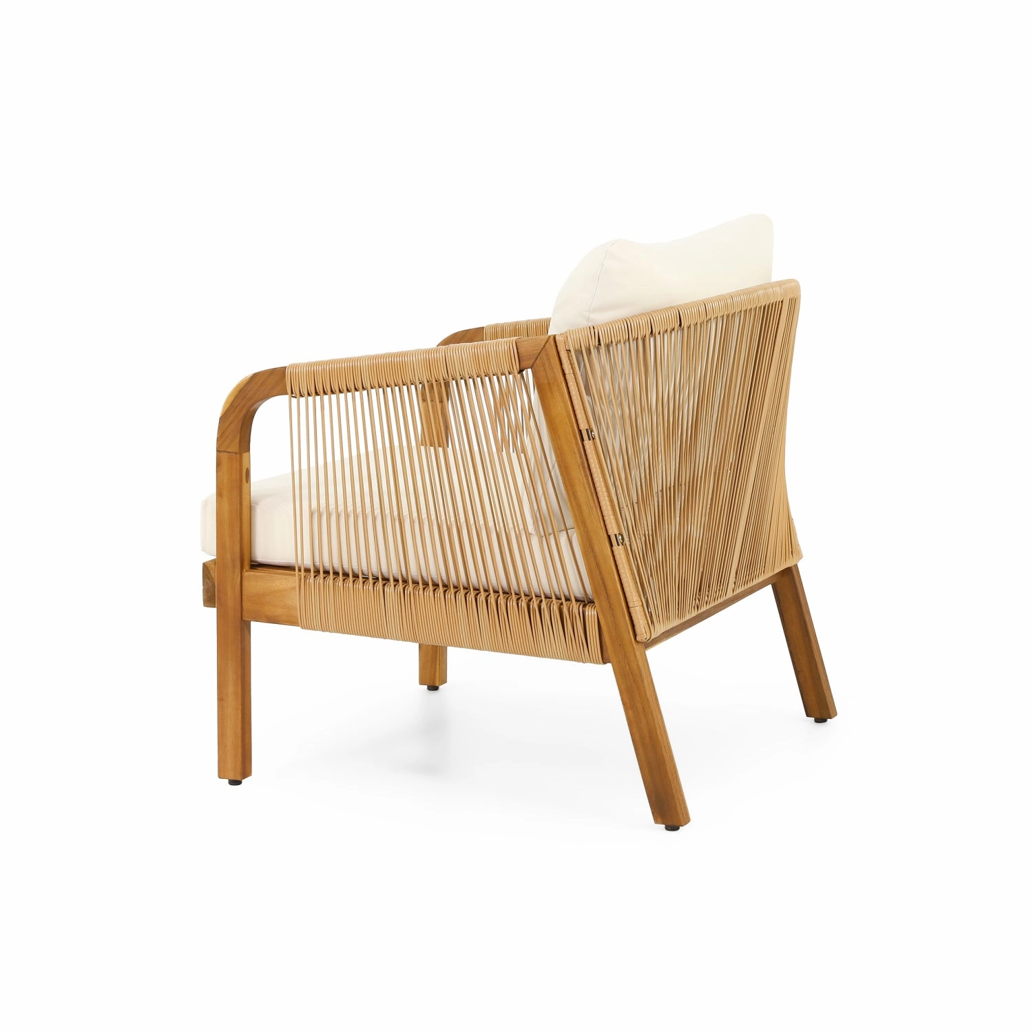 Streamdale Acacia & Wicker Outdoor Club Chair, Soft Cushion, Brown & Beige
