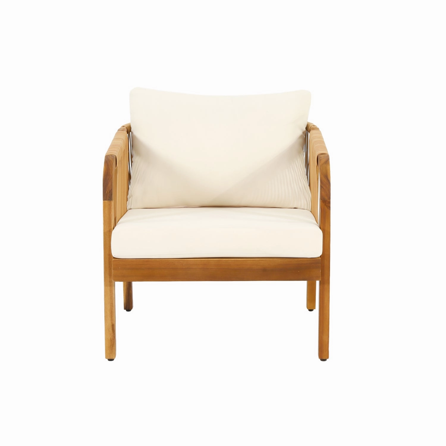 Streamdale Acacia & Wicker Outdoor Club Chair, Soft Cushion, Brown & Beige