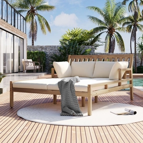 Streamdale Outdoor Daybed, Teak Wood, Cushions