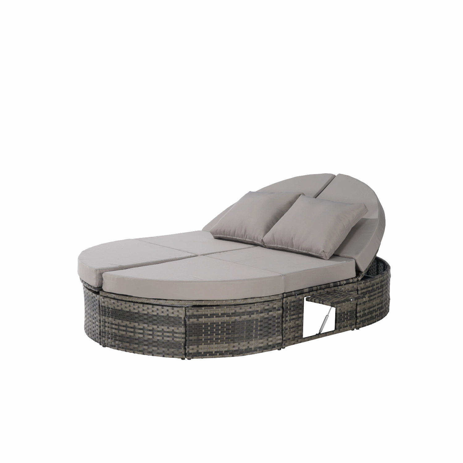 Streamdale Outdoor Round Daybed with Adjustable Back & Tray