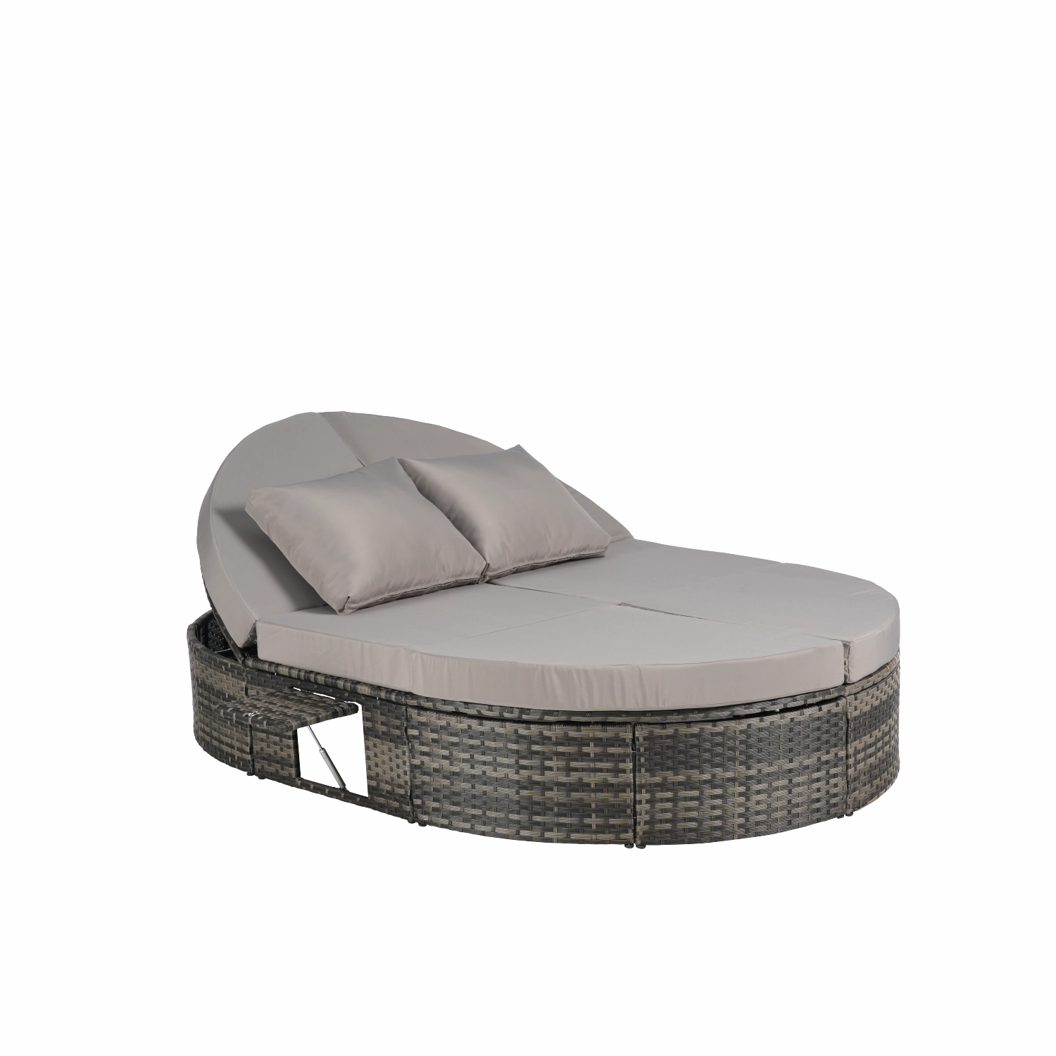 Streamdale Outdoor Round Daybed with Adjustable Back & Tray