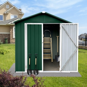 Streamdale Outdoor Storage Sheds 4FTx6FT Apex Roof Green White
