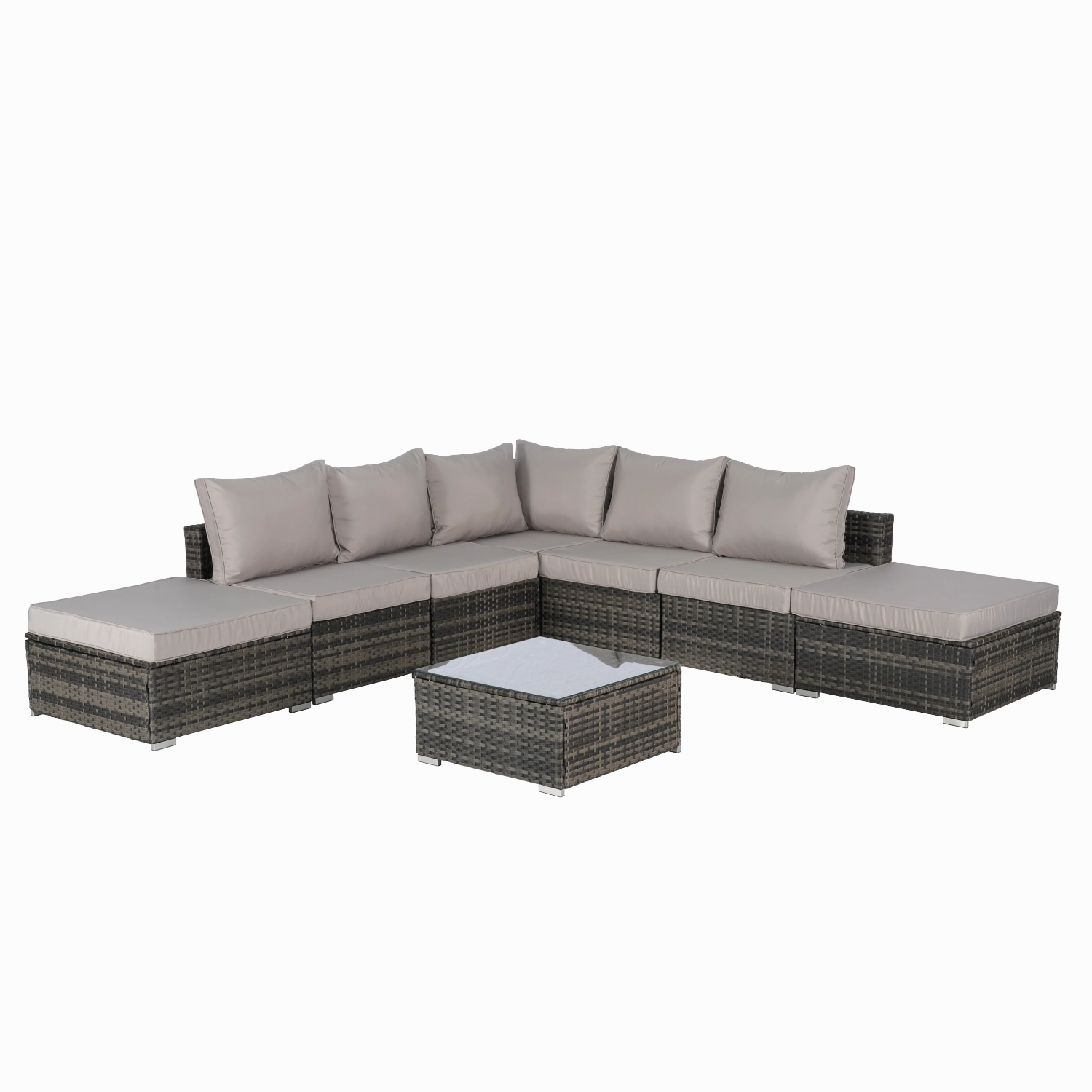 Streamdale Outdoor Wicker Patio Sofa Set with Cushions & Table