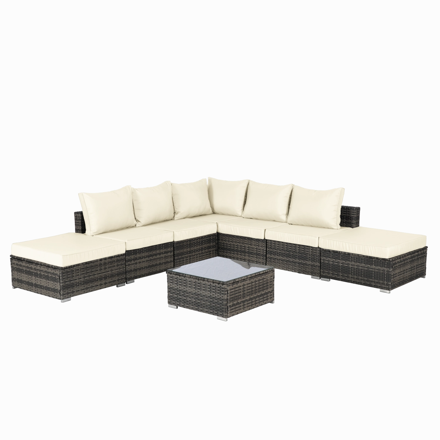 Streamdale Outdoor Wicker Patio Sofa Set with Cushions & Table