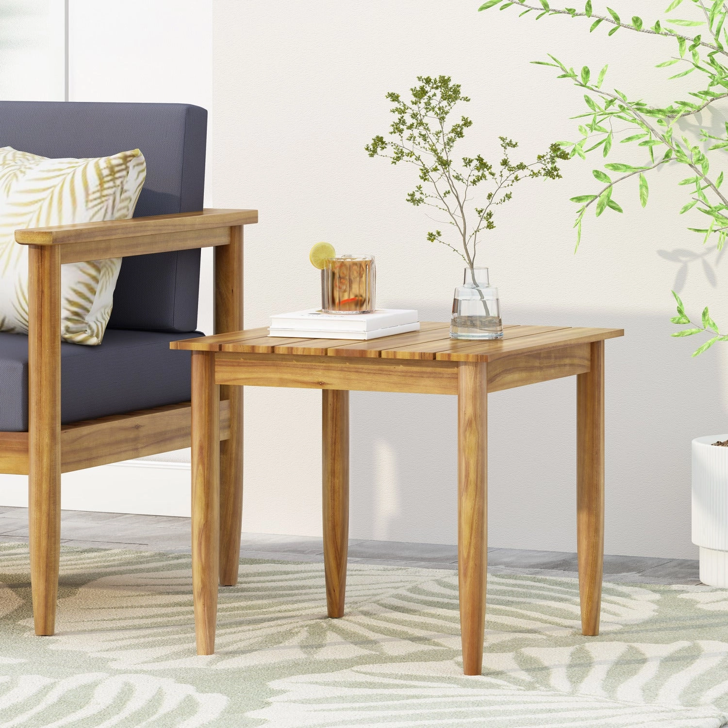 Streamdale Rustic Acacia Wood Outdoor Side Table