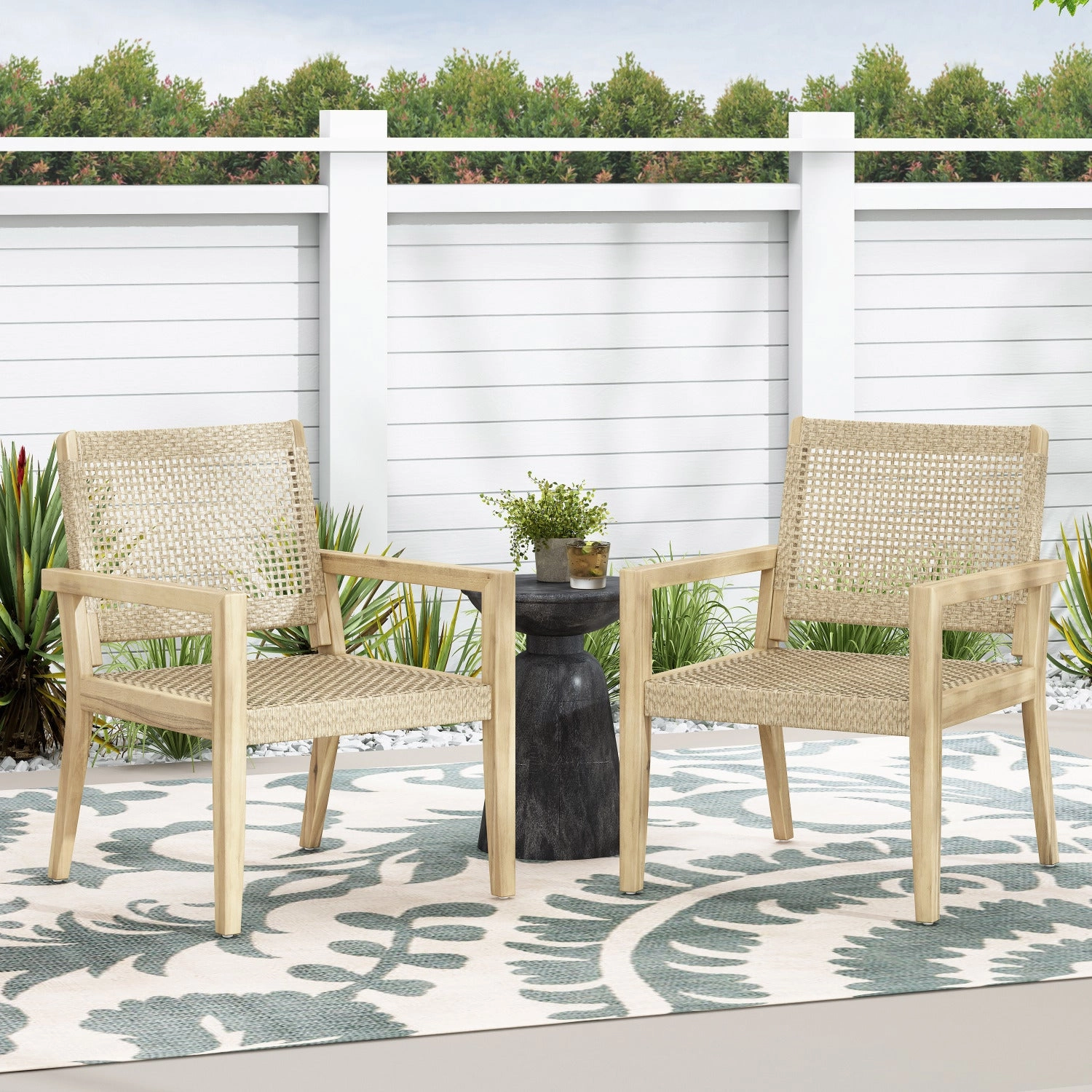 Streamdale Wicker & Acacia Club Chairs (Set of 2)
