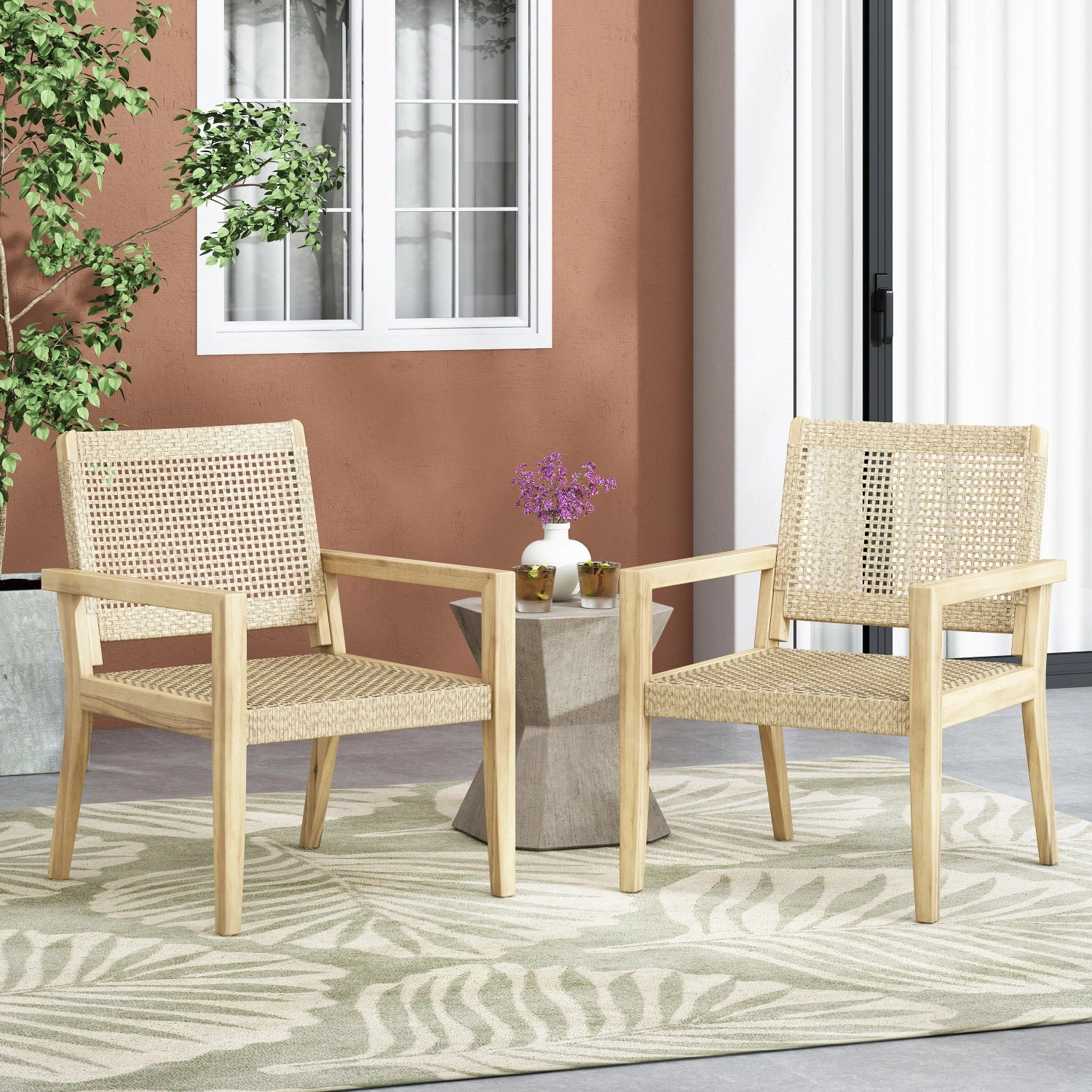 Streamdale Wicker & Acacia Club Chairs (Set of 2)