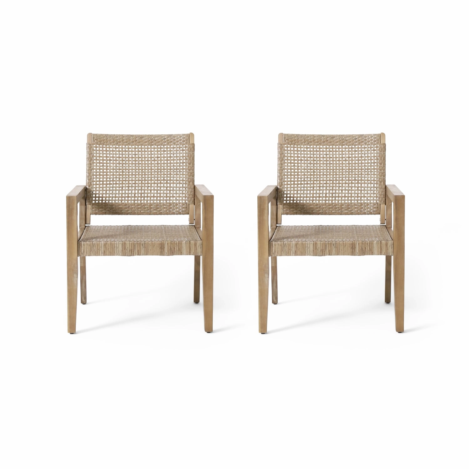 Streamdale Wicker & Acacia Club Chairs (Set of 2)