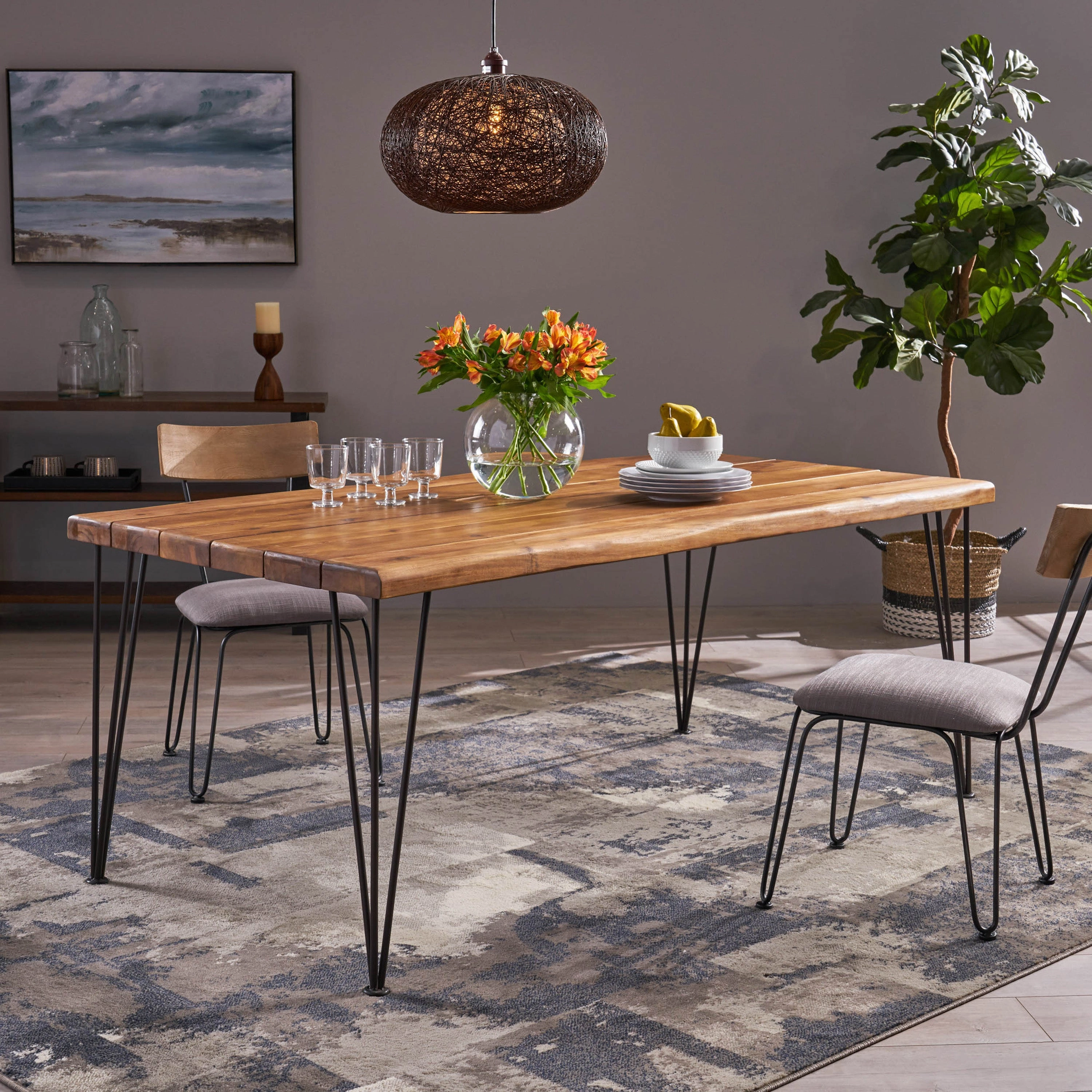 Streamdale ZION INDUSTRIAL WOOD AND METAL RECTANGULAR DINING TABLE