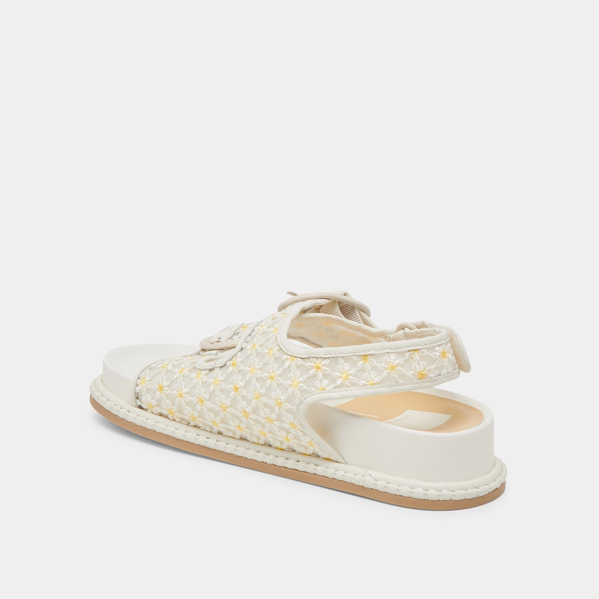 STUART FLORAL SANDALS WHITE YELLOW FLORAL MESH