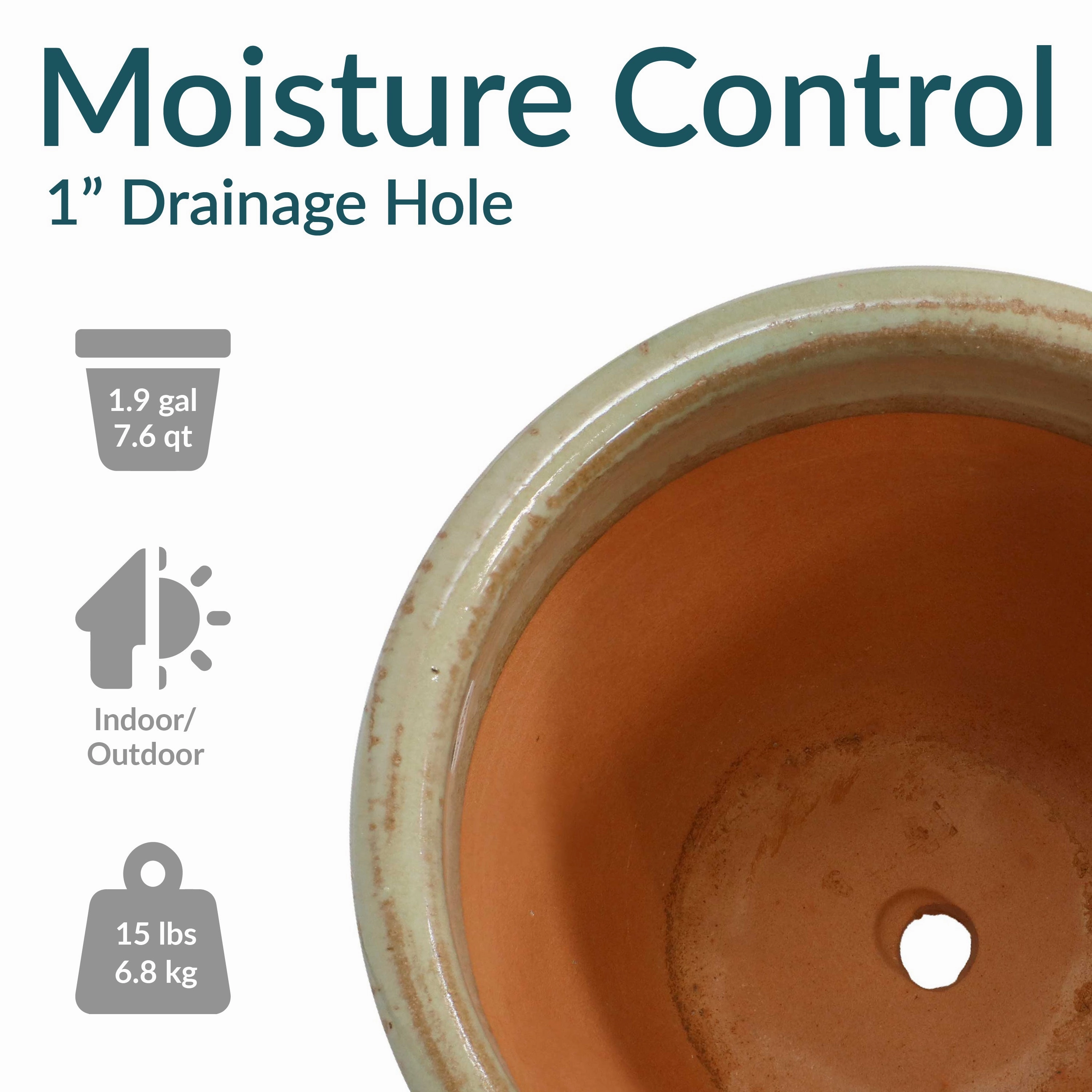 Sunnydaze Chalet UV- and Frost-Resistant Ceramic Planters with Drainage Holes and Saucers