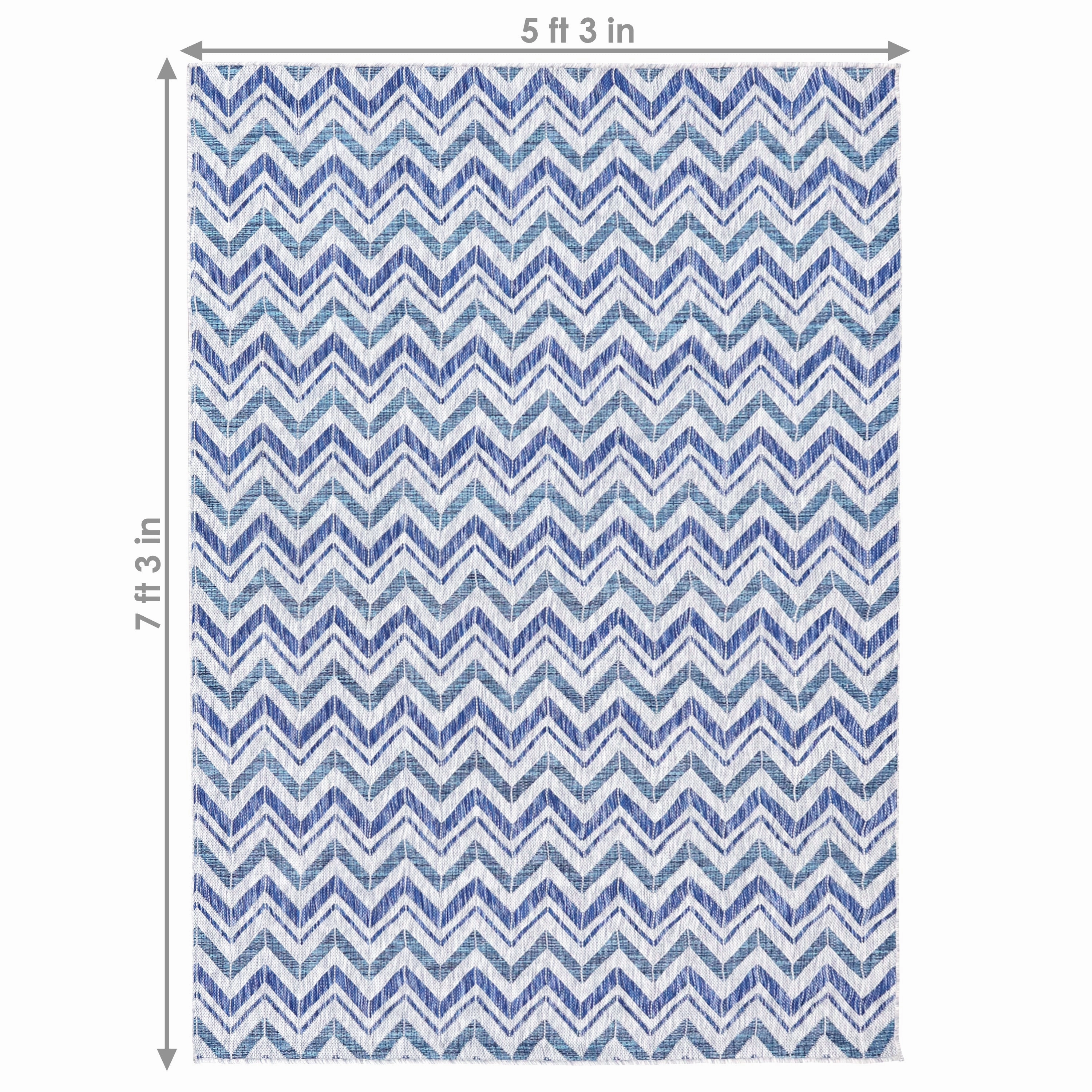 Sunnydaze Chevron Dreams Outdoor Patio Area Rug in Blue/Gray - 5 Ft. x 7 Ft.