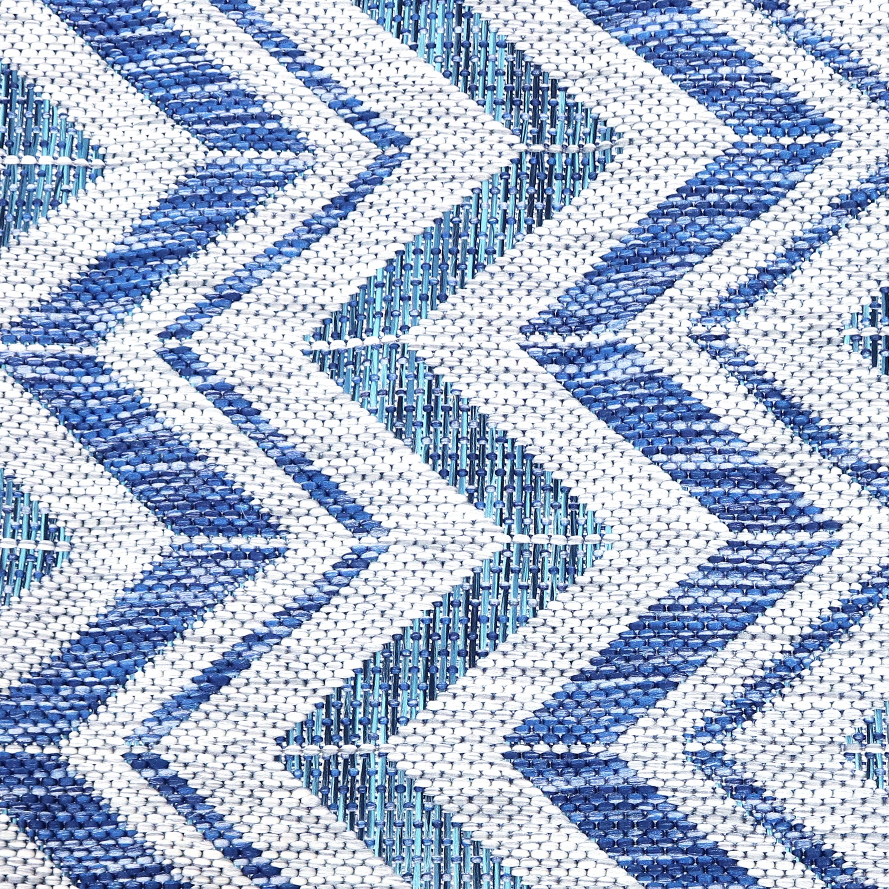 Sunnydaze Chevron Dreams Outdoor Patio Area Rug in Blue/Gray - 5 Ft. x 7 Ft.
