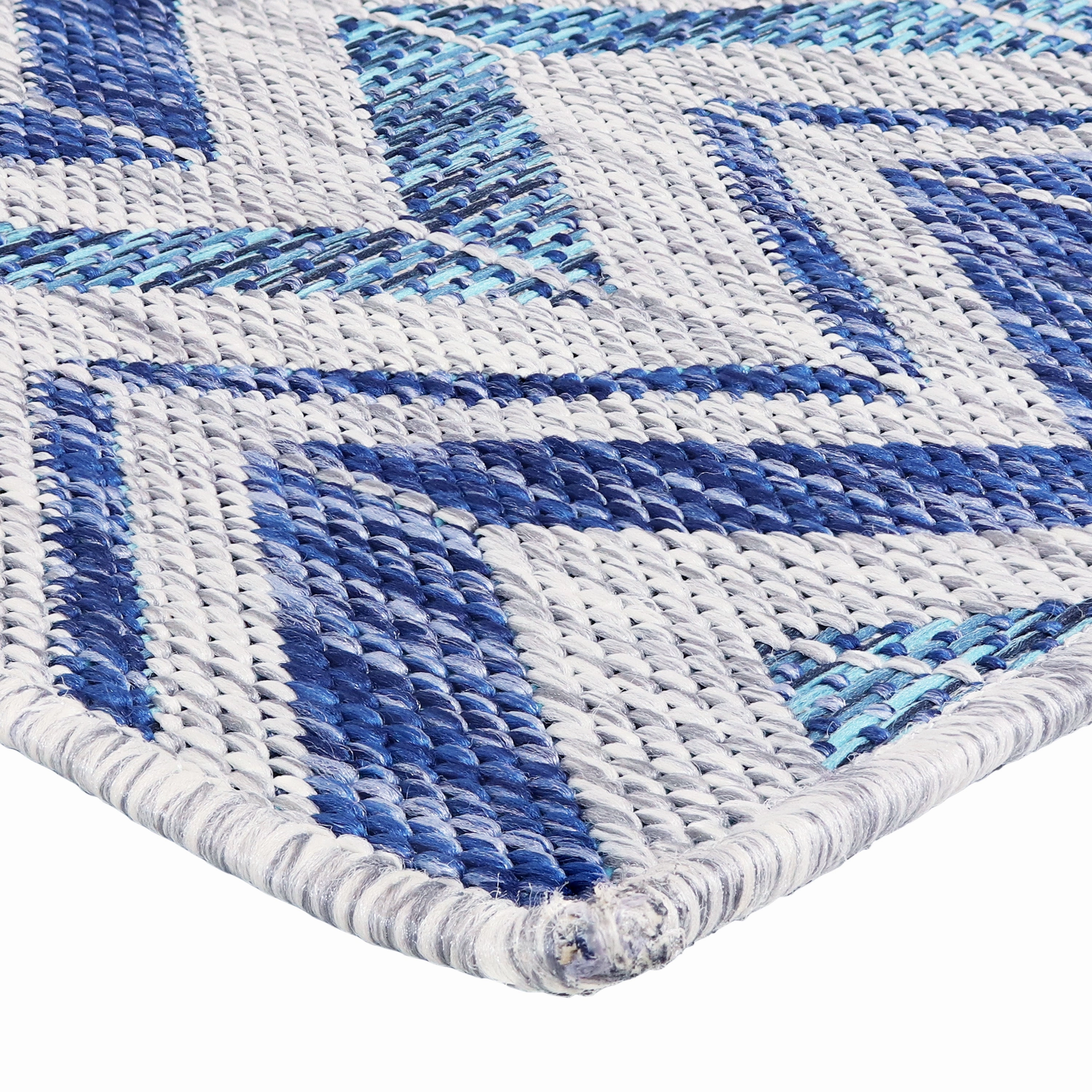 Sunnydaze Chevron Dreams Outdoor Patio Area Rug in Blue/Gray - 5 Ft. x 7 Ft.