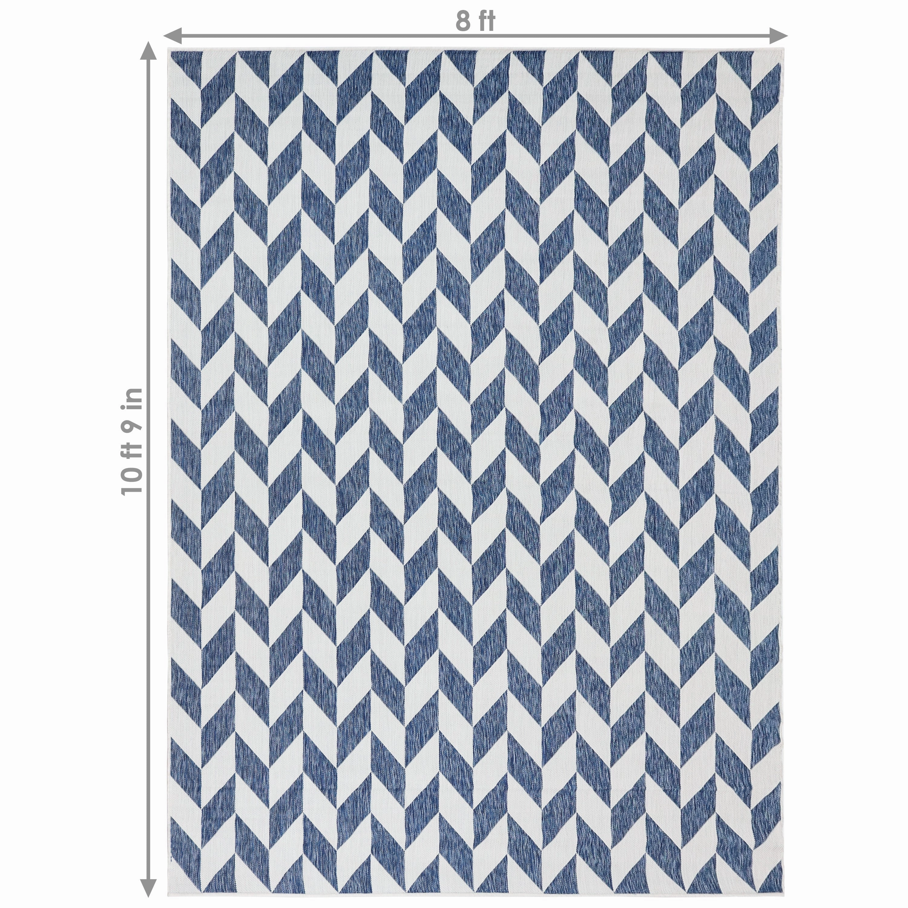 Sunnydaze Geometric Affinity Indoor and Outdoor Patio Area Rug in Steel Blue - 8 ft. x 10 ft.