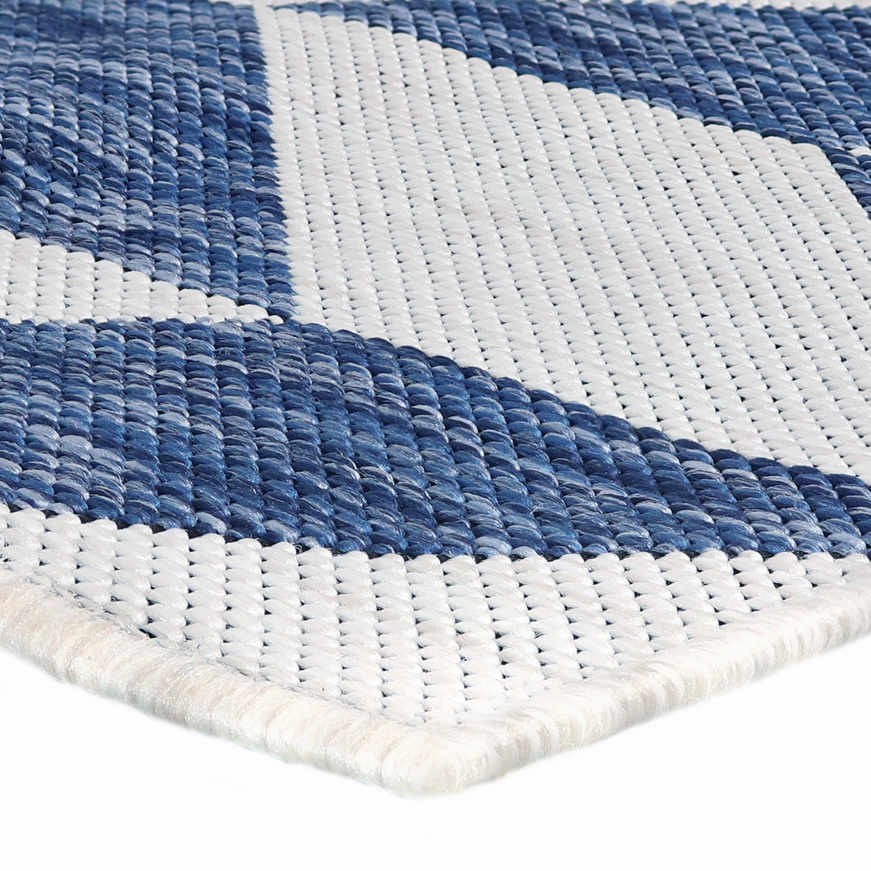 Sunnydaze Geometric Affinity Outdoor Patio Area Rug in Steel Blue - 5 ft. x 7 ft.