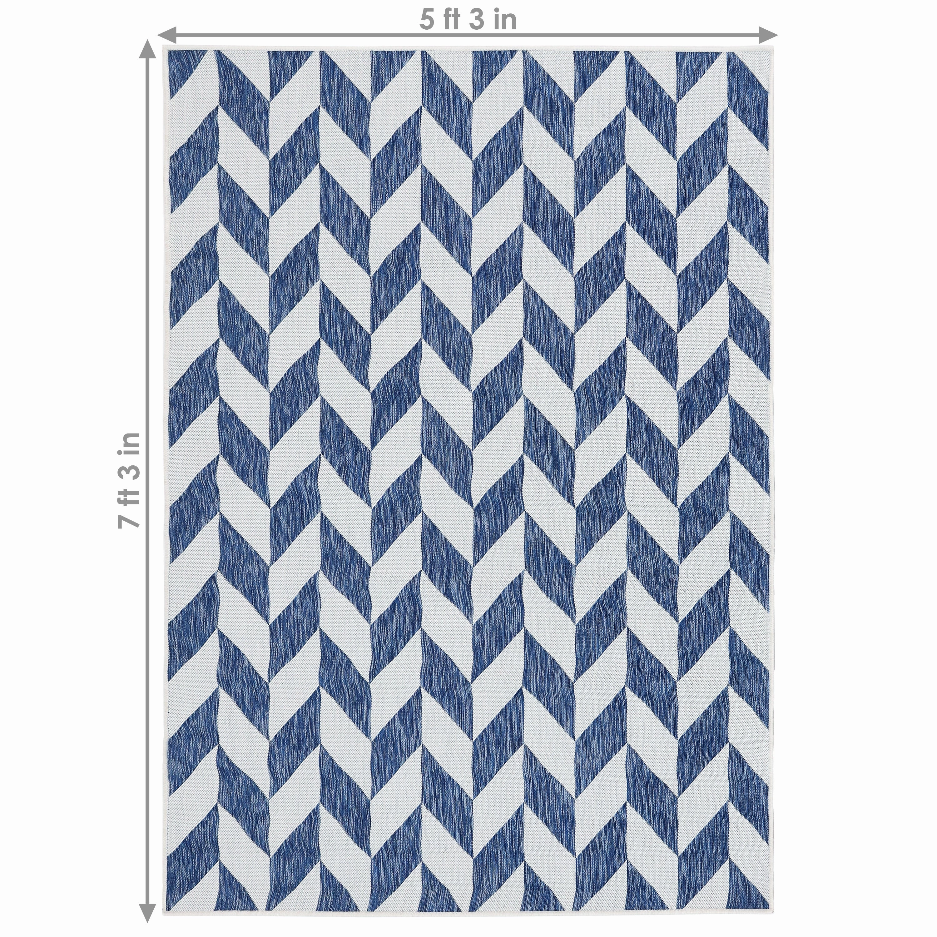 Sunnydaze Geometric Affinity Outdoor Patio Area Rug in Steel Blue - 5 ft. x 7 ft.