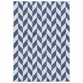 Sunnydaze Geometric Affinity Outdoor Patio Area Rug in Steel Blue - 5 ft. x 7 ft.