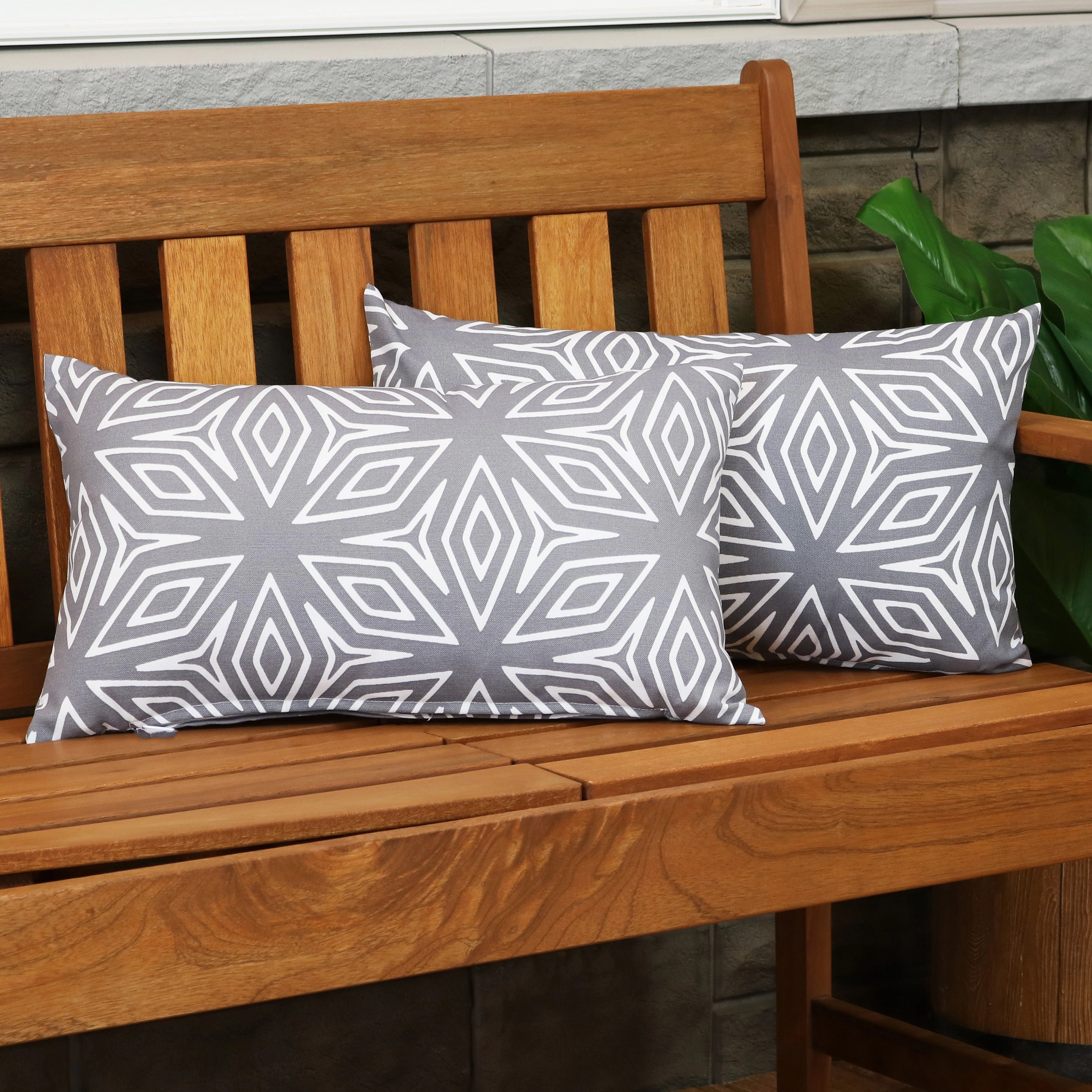 Sunnydaze Indoor/Outdoor Weather-Resistant Polyester Lumbar Decorative Pillow Cover Only with Zipper Closure - 12" x 20" - 2pk