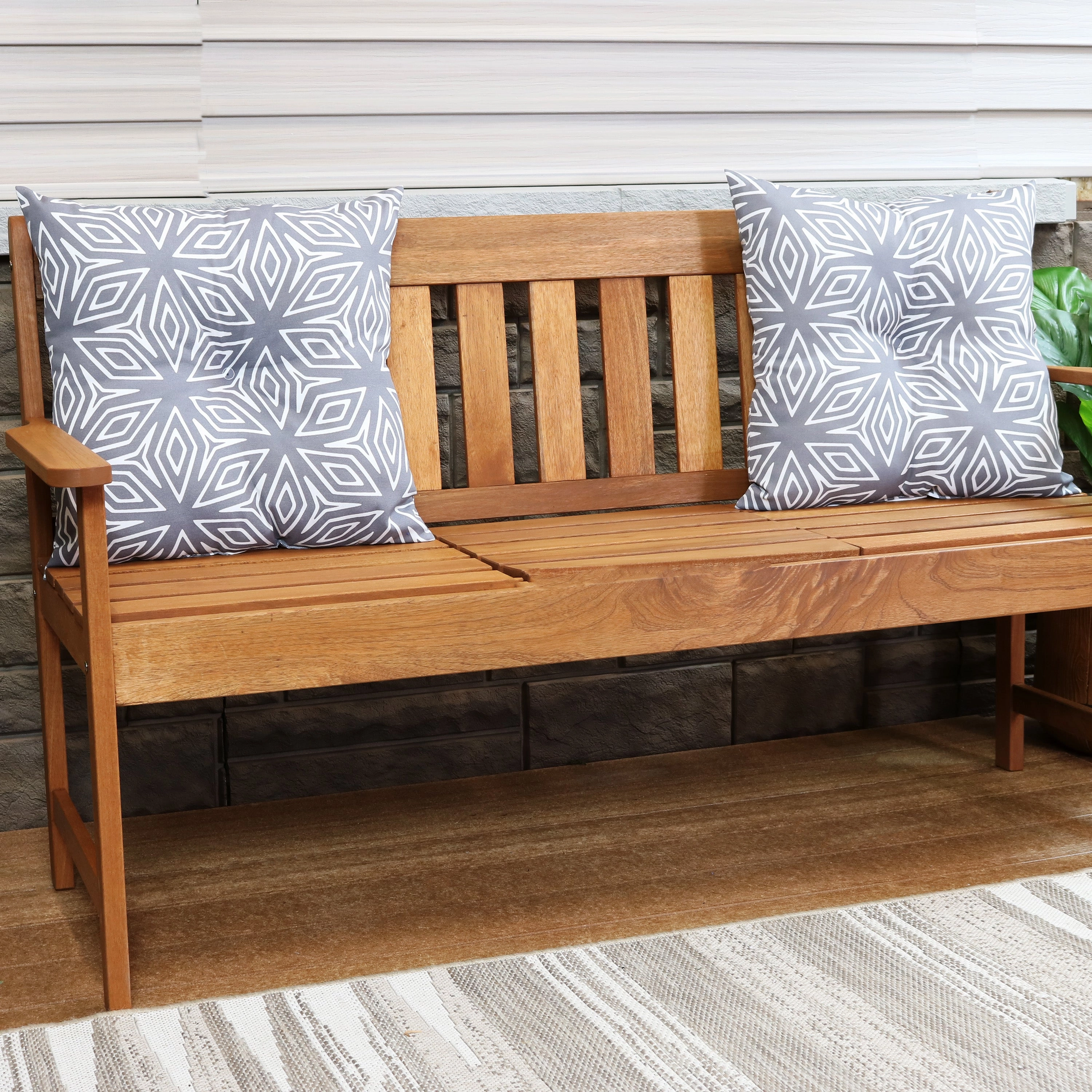 Sunnydaze Indoor/Outdoor Weather-Resistant Polyester Square Tufted Pillow with Zipper Closures - 19" - 2pk