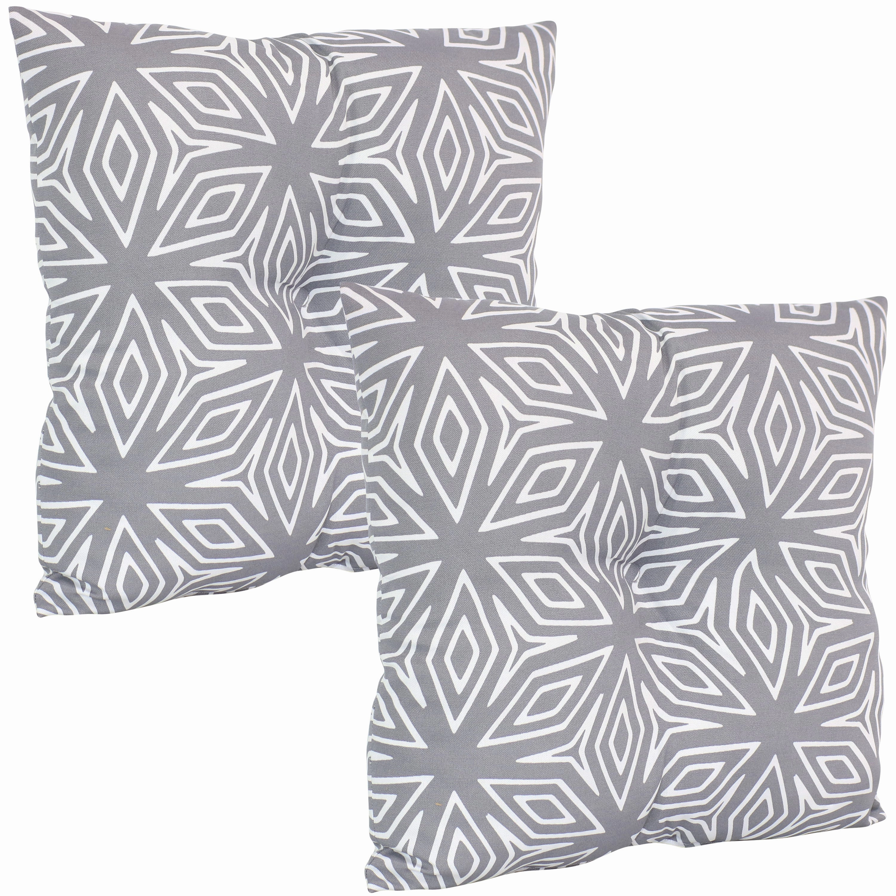 Sunnydaze Indoor/Outdoor Weather-Resistant Polyester Square Tufted Pillow with Zipper Closures - 19" - 2pk