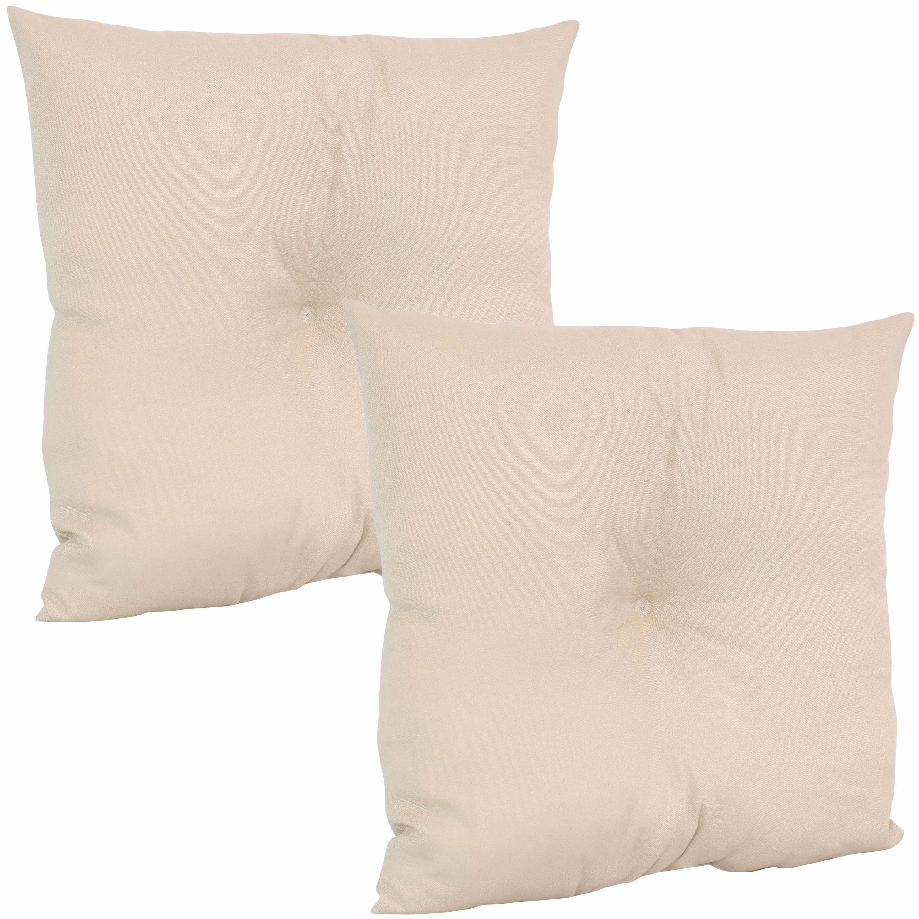 Sunnydaze Indoor/Outdoor Weather-Resistant Polyester Square Tufted Pillow with Zipper Closures - 19" - 2pk