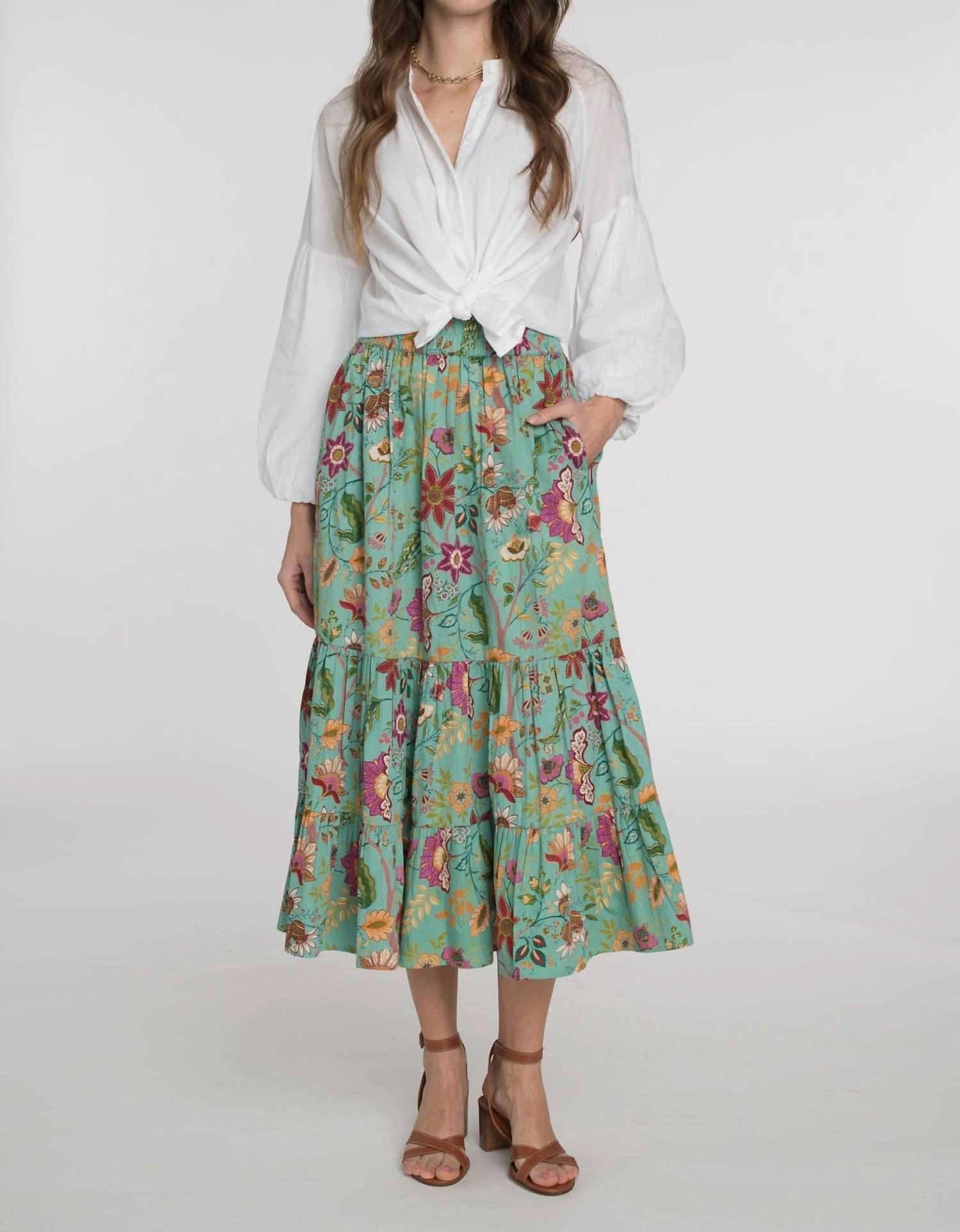 Surrey Midi Skirt In Exotic Flower