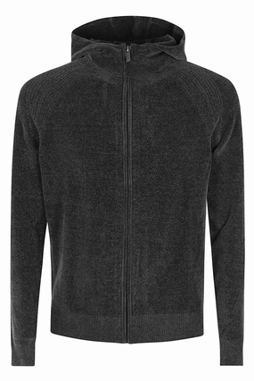 Velvet Hood Zip Knit