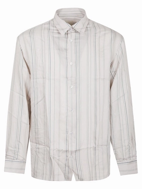 Vertical Stripe Viscose Blend Shirt With Classic Collar
