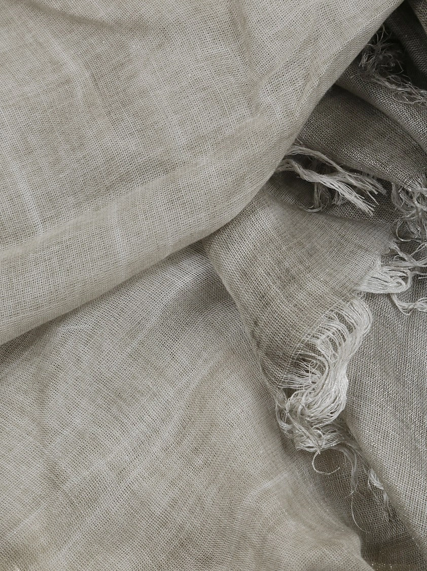 Viscose And Wool Stole With Frayed Edges