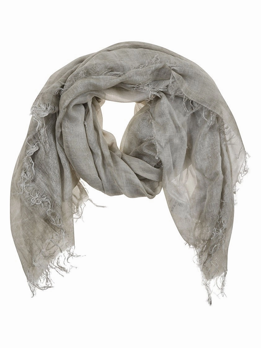 Viscose And Wool Stole With Frayed Edges