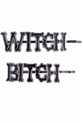 Witch Bitch Text Hair Slides