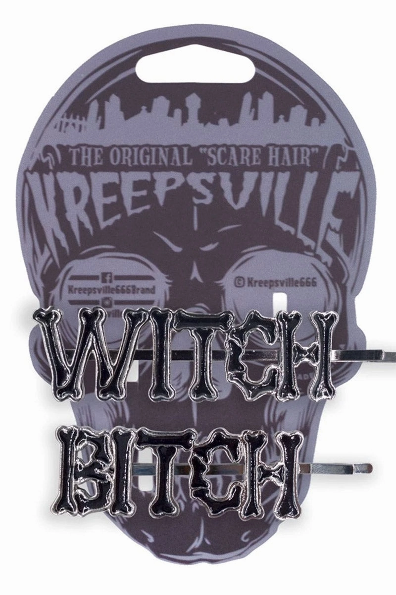 Witch Bitch Text Hair Slides